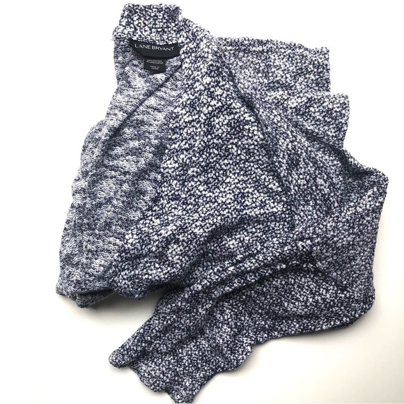 Lane Bryant Long Duster Sweater Open Front Loose Knit Cardigan Blue Marled - Picture 7 of 11